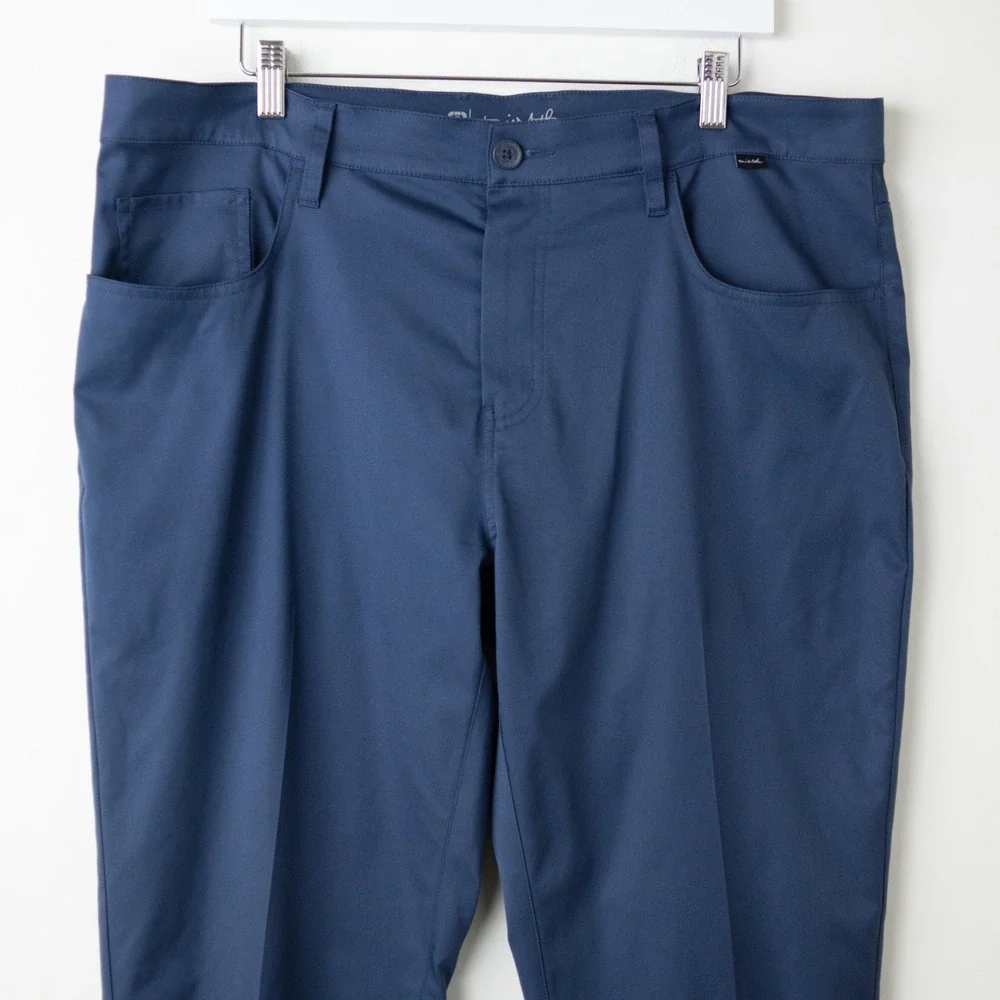 Travis Mathew Open To Close Pants Mens 38 Navy Performance Stretch 5 Pocket